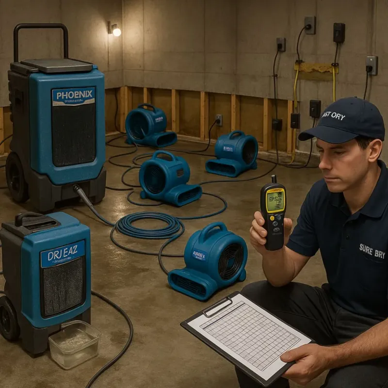 Structural Drying and Dehumidification process in Banning, CA